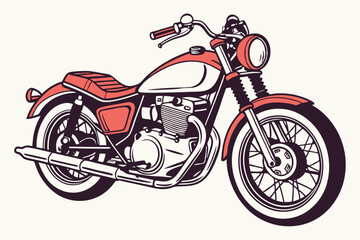 Obraz premium Retro Motorcycle Illustration Classic Bike Vehicle Design Isolated