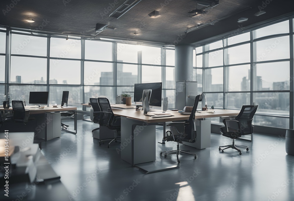 Poster large using modern created window technology space office light abstract digitally interior design w