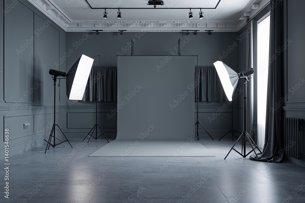 Aufkleber elegant gray studio space for professional slideshows and digital content showcase