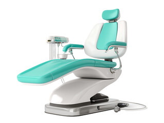 Dental Chair in Green Color with Medical Equipment on White Background