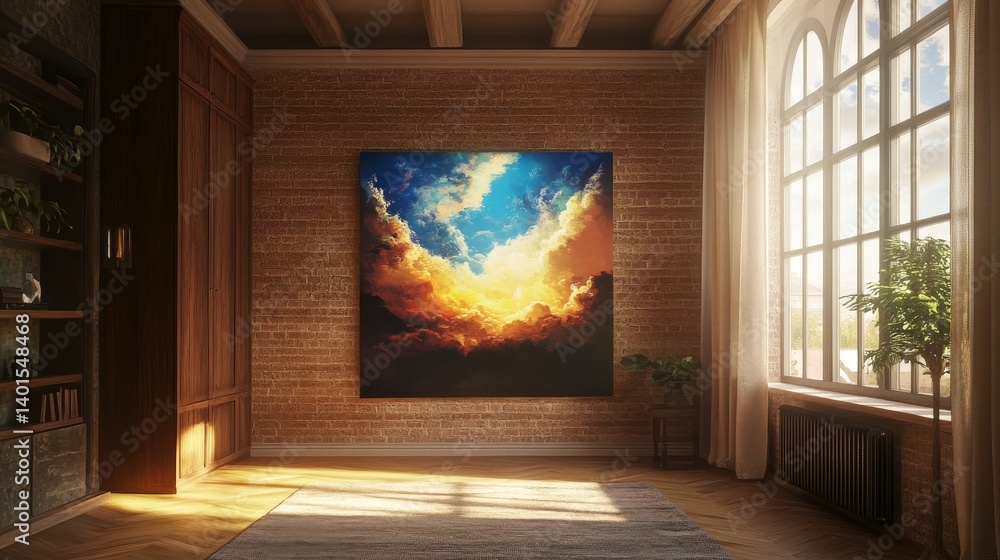 Poster artistic representation of a human face blending with abstract shapes and colors, emphasizing emotio