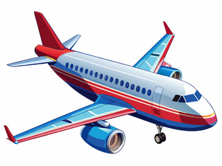 Fototapeta premium A high-quality vector illustration of a modern commercial passenger airplane with sleek wings and jet engines, isolated on a white background, detailed and realistic