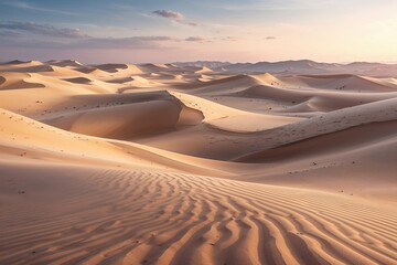 Stunning Sandy Desert Landscape Featuring Majestic Dunes and Serene Ambiance
