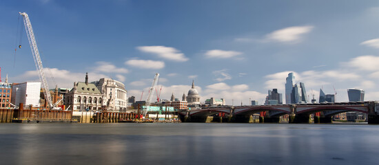 panorama of the city of London St Peters cathedral bridge over the river of thames