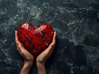 Hands gently cradling a heart, embodying the concept of love and relationships