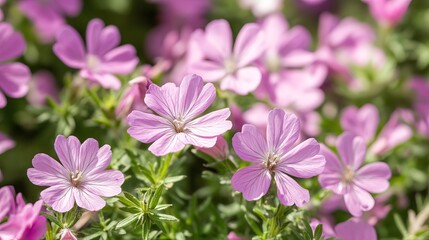 Close up geranium flowers blooming in garden pink geranium pratense flowering plant macro photography