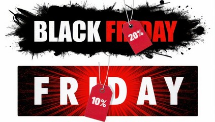 Obraz premium Black Friday Sale Banner with Discount Tags