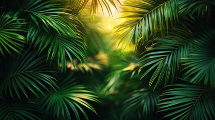 Obraz premium Lush Tropical Paradise: Sunlit Palm Fronds