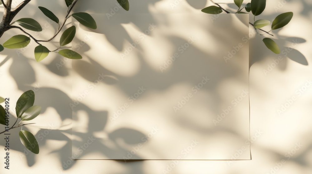 Poster creative background featuring a tree shadow and textured paper, perfect for art projects or design l