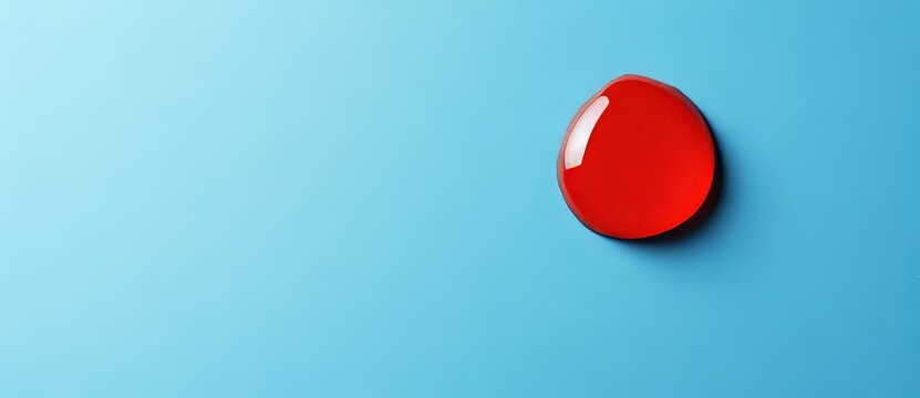 A World Blood Donor Day graphic displaying a three-dimensional red paper drop on a peaceful blue backdrop, focusing on raising awareness and promoting care through donations