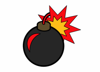 Bomb Illustration: A graphic illustration captures the explosive moment, featuring a classic round bomb with a lit fuse, complemented by a vibrant burst of fiery energy.