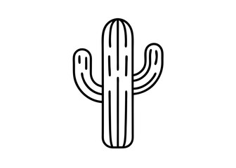 Obraz premium Cactus Illustration: A minimalist black and white illustration of a majestic cactus, symbolizing the beauty and resilience of the arid landscapes.