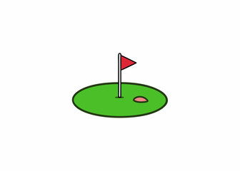 Green Golf Course: A simple illustration showcases a serene golf course. This graphic resource is ideal for adding a touch of sporting elegance to your creative projects.