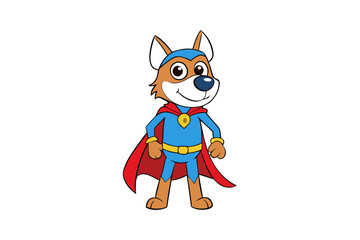 Fototapeta premium Cartoon Dog Flying in Superhero Outfit