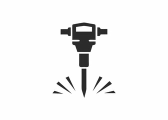 Industrial Power: A monochrome image of a jackhammer in action, effortlessly breaking through a surface, illustrating the essence of raw industrial strength.