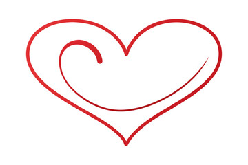 Red Heart Minimal Outline Drawing