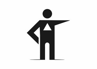 Guidance: A minimalist black and white illustration of a person, its stance exuding direction and a confident aura. perfect for conveying direction.