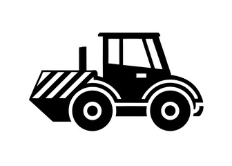 Fototapeta premium Heavy Machinery Icon: A sleek, monochromatic illustration of robust road roller, set against a neutral canvas. The image speaks of efficiency and progress in the world of construction.
