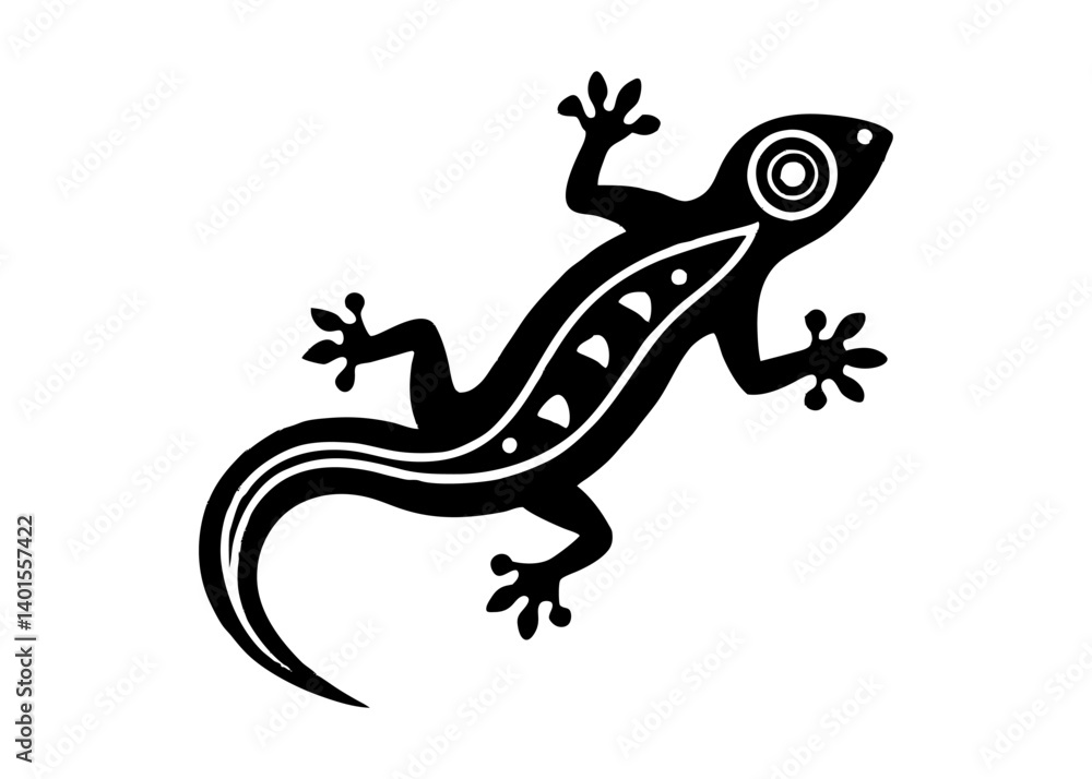 Poster decorative lizard: a stylized illustration of a lizard with intricate patterns, ideal for adding a t