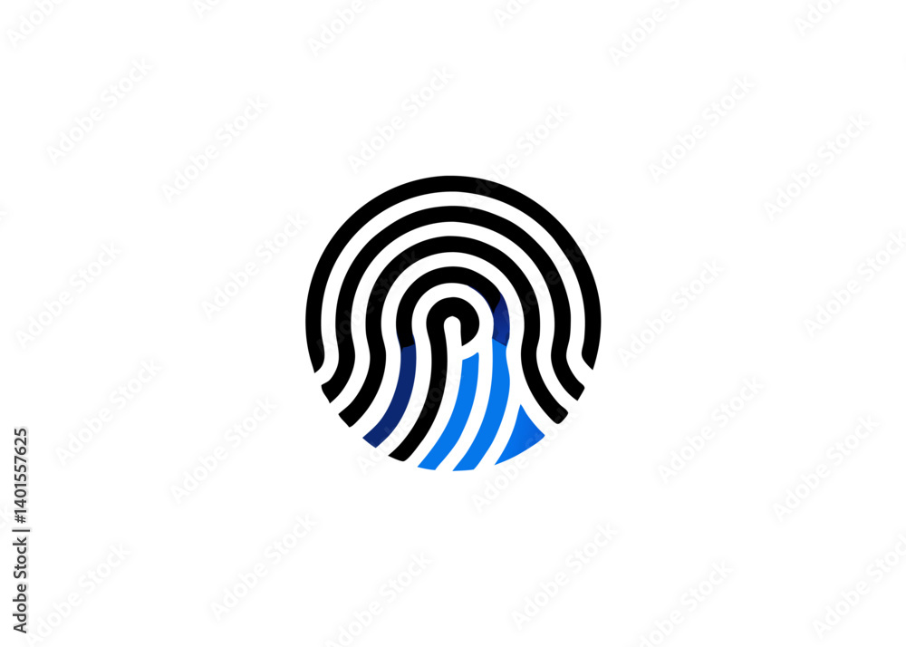 Poster digital fingerprint symbol: a modern digital fingerprint, combining elements of identity and technol