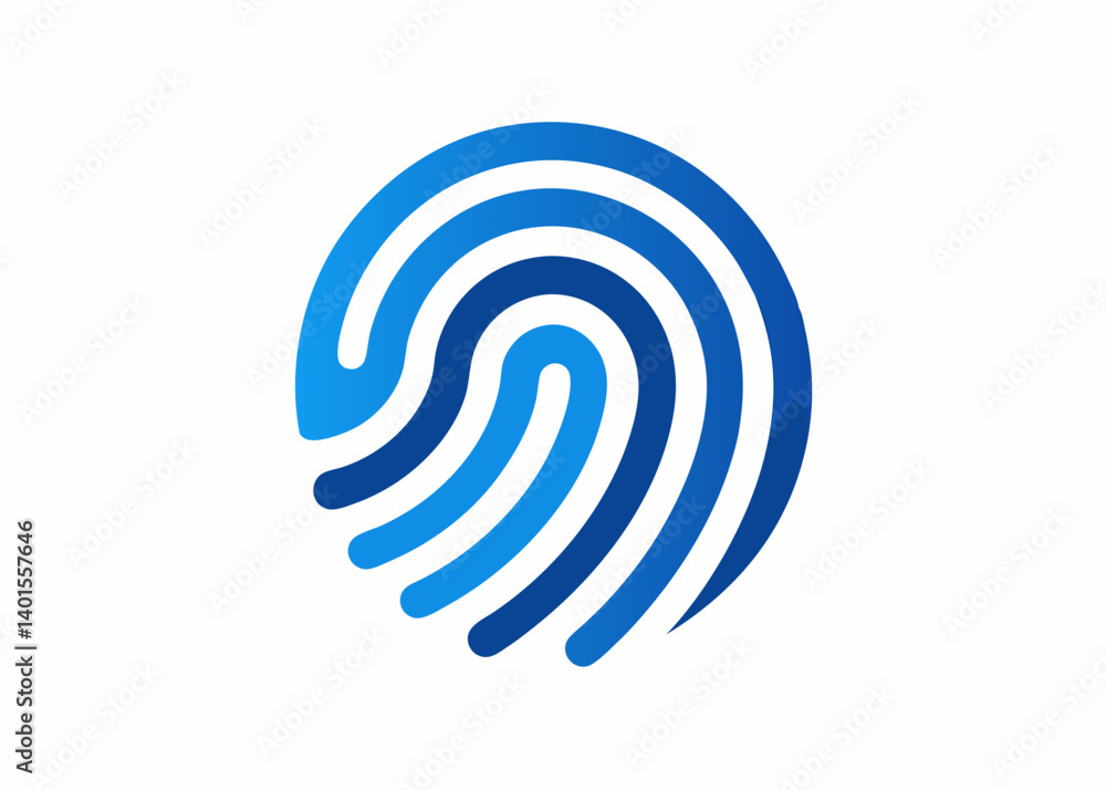 Poster biometric fingerprint authentication: a simple and clean blue fingerprint emblem signifying security