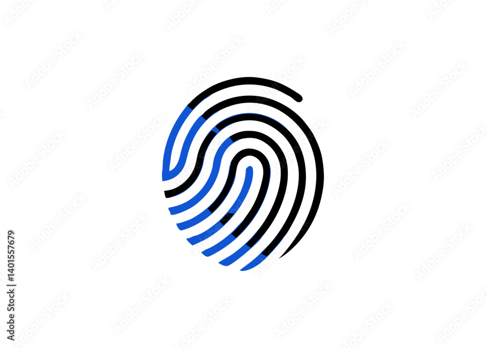 Poster fingerprint identification: a close-up shot of a blue and black fingerprint, emphasizing the intrica