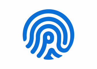 Biometric Identity: A simplified, striking representation of a blue fingerprint, symbolizing security, identity, and digital access.