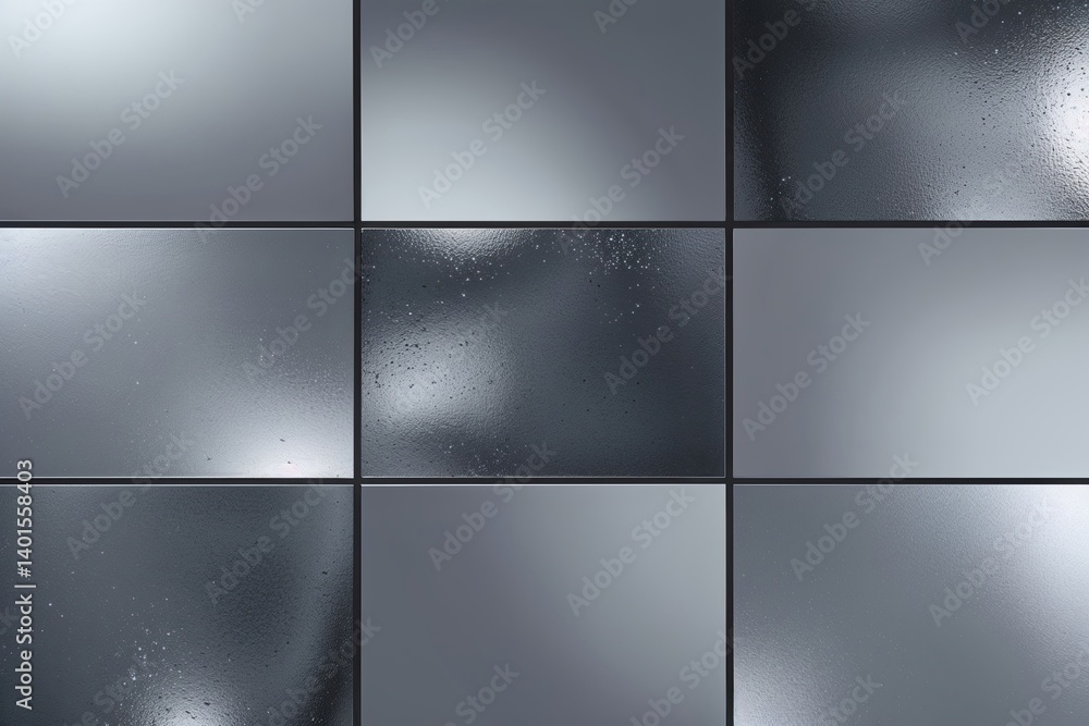 Poster crisp grey backgrounds with metallic finish in nine square grid layout