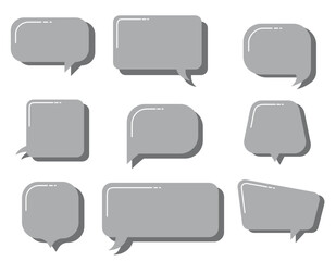 Set of simple speech bubble balloon, doodle text box, flat design, vector illustration, empty speech bubbles, blank dialog box, chat, 