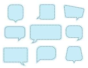 Dot outline speech bubble collection, message balloon, doodle text box, flat design, vector illustration, empty speech bubbles, blank dialog box, chat, 