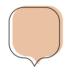 Minimal beige speech bubble doodle vector sticker, flat message box, blank chat box element, frame border, banner
