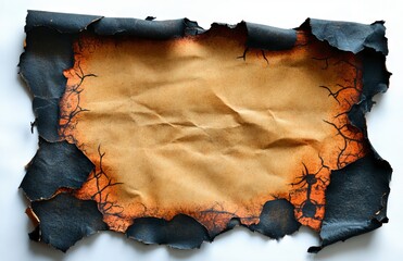 A transparent background showcases an isolated old book page with a ripped side border. The vintage paper texture has a grunge retro style, featuring a torn edge design and space for text, notes, or