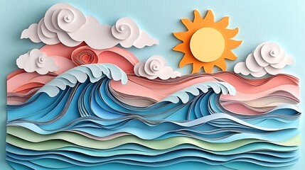 Paper Cut Ocean Scene