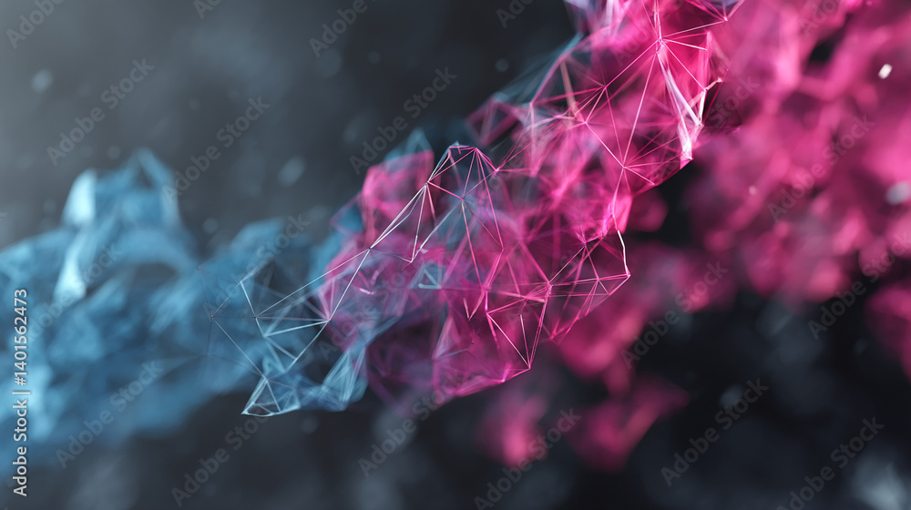 Aufkleber abstract image of pink and blue translucent geometric shapes, creating a dynamic and ethereal visual
