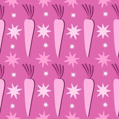 Summer vegetable seamless carrots pattern for wrapping paper and fabrics and kids clothes print and kitchen textiles