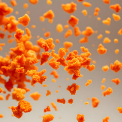 Crispy Fried Chicken Crumbs Floating in Air