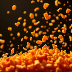 Crispy Fried Chicken Crumbs Floating in Air