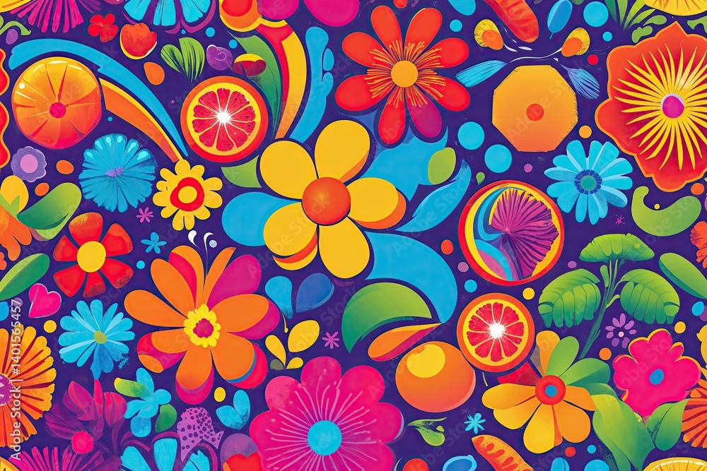 Poster dynamic colorful design pattern with bold and lively shades for captivating print decor