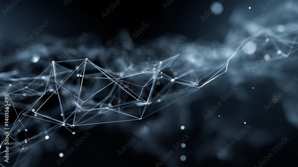 Aufkleber abstract image of interconnected nodes and lines, forming a complex network on a dark background, sy