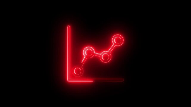 Glowing neon line business graph on black background. Successful, growth, Increased and trend neon line graph. Business growth concept in graph chart showing marketing sales profit increasing 