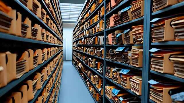 Organizing and managing a vast collection of old documents in a spacious storage area