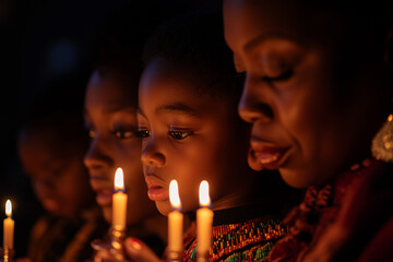 People watching menorah candles during