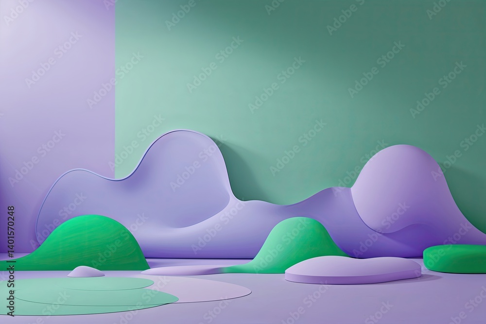 Poster lavender and green gradient canvas with soft edges for stylish minimalistic designs