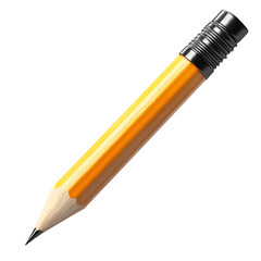 3D pencil icon isolated on transparent background featuring a sleek and modern design perfect for stationery