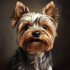 Fototapeta premium Yorkshire Terrier Dog Portrait with Detailed Fur Texture 