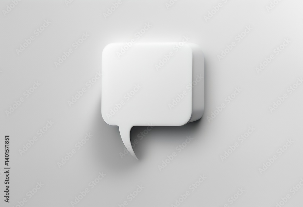 Poster 3d isolated speech white bubble rendering chat pin shadow rounded background blank square conversati