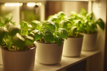 Modern greenhouses feature open ventilation panels and artfully placed plants that bask in sunlight. The rows of green plants demonstrate the perfect union of technology and nature