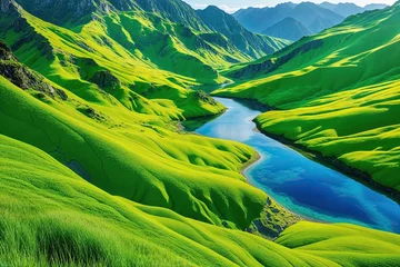  Vibrant Chartreuse Green Landscapes with Azure Depth and Bright Colorful Freshness © Michael