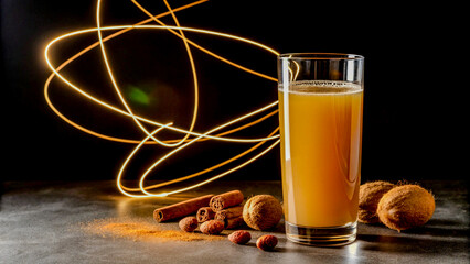 Transparent Tamarind Juice with Glowing Energy Lines