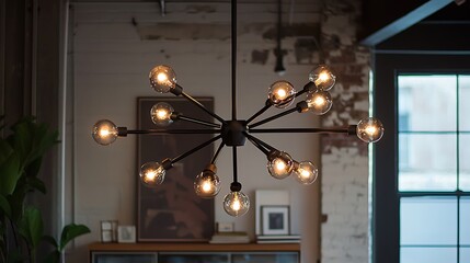 Modern chandelier with multiple LED bulbs, offering bright and energy-efficient lighting for contemporary spaces